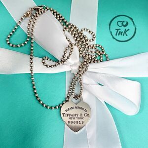 Tiffany & Co. Beaded 34” Chain Return to Tiffany Heart Tag Necklace in Silver